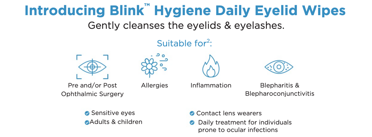 Blink Hygiene Daily Eyelid Wipes 20 Pack | with Hyaluronic Acid & Aloe Vera-Bausch+Lomb-Matakana Pharmacy