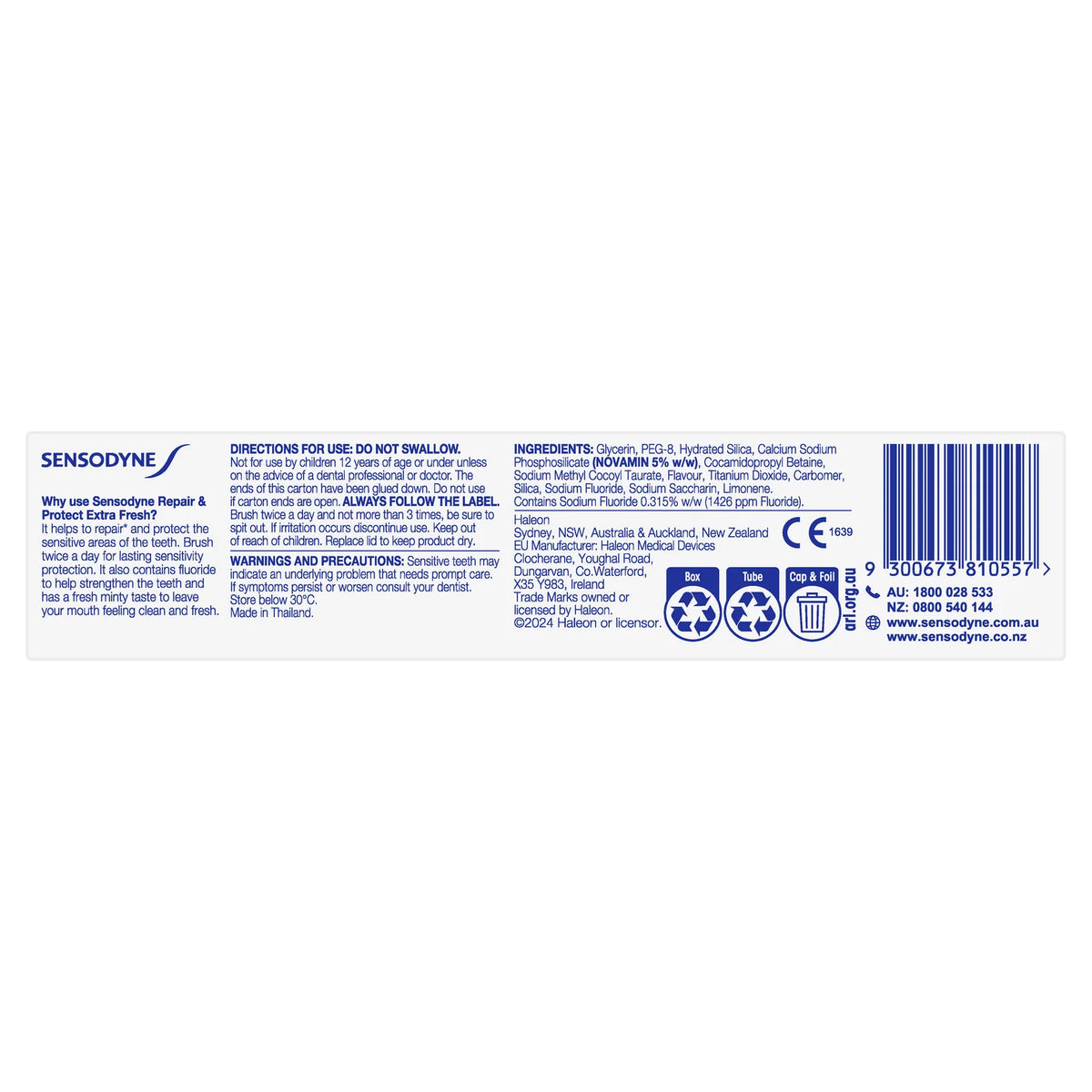 Sensodyne Repair & Protect Extra Fresh Toothpaste 100g-Haleon-Matakana Pharmacy