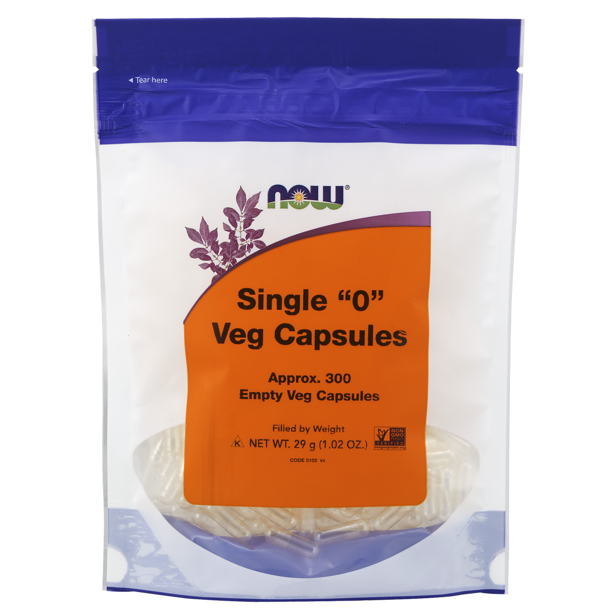 Single ?0? Veg Approx. 300 VC Empty Capsules-NOW Supplements-Matakana Pharmacy