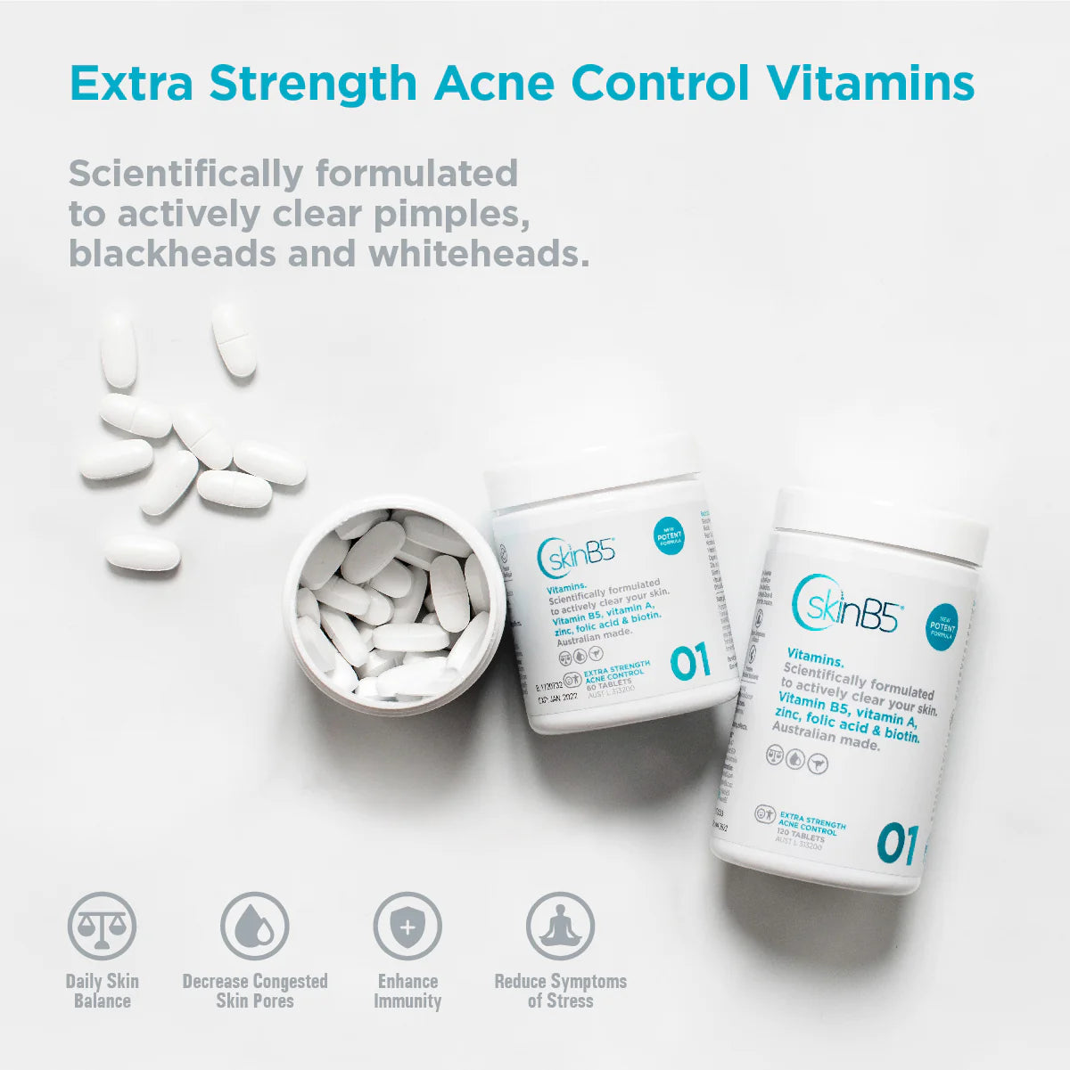 SkinB5 Extra Str Acne Support 120-Matakana Pharmacy