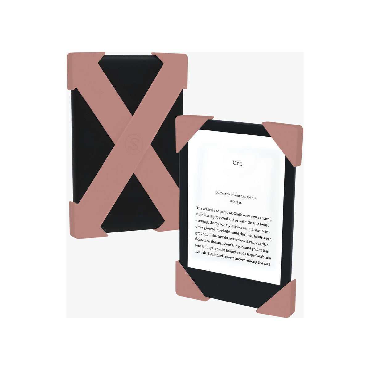 Strapsicle Kindle straps in Caramel, the set of two shown flat