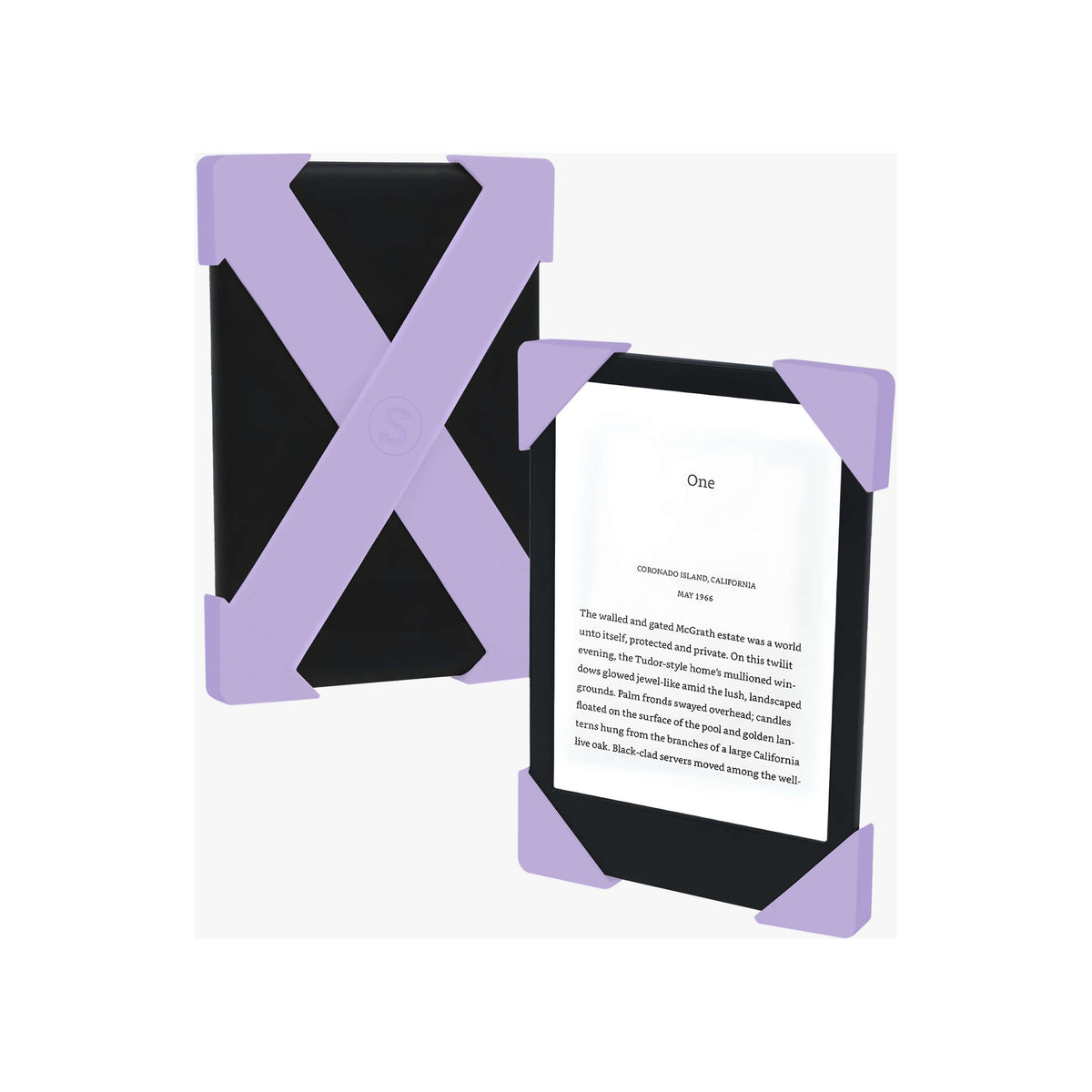Strapsicle Kindle straps in Lilac, the set of two shown flat