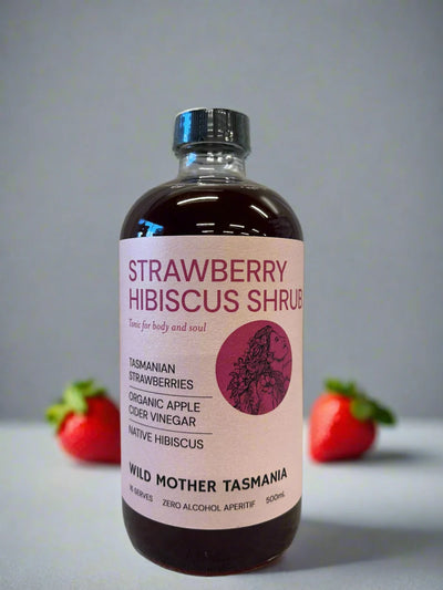 Strawberry Native Hibiscus Apple Cider Vinegar 500ml-Wild Mother Tasmania-Matakana Pharmacy