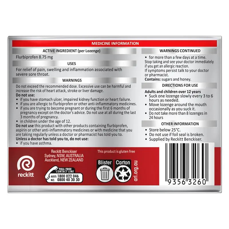 Strepfen Lozenges Honey And Lemon 16-Strepsils-Matakana Pharmacy