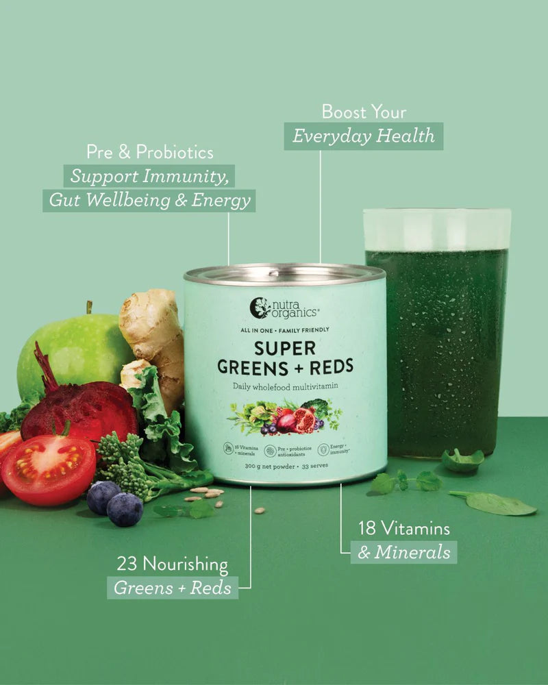 Super Greens + Reds Powder 300g-Matakana Pharmacy
