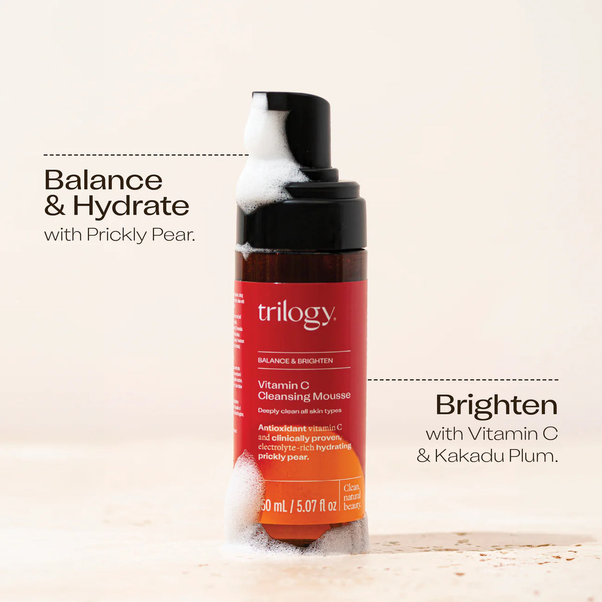 TRILOGY Vitamin C Cleansing Mousse 150ml NEW-Matakana Pharmacy