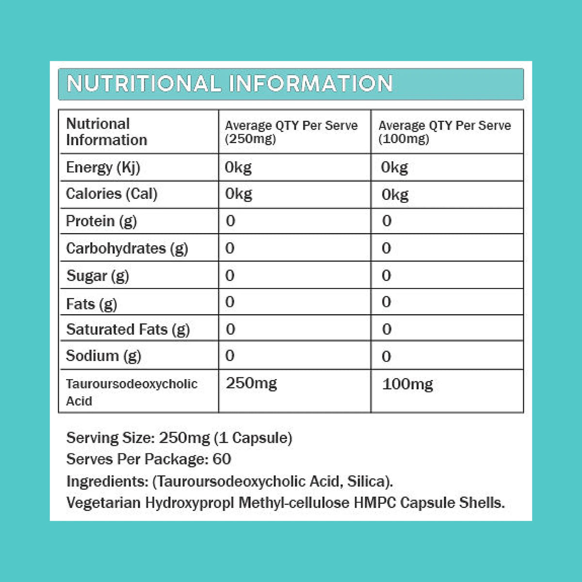 TUDCA 250mg 60 Capsules-Primabolics-Matakana Pharmacy
