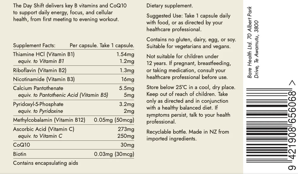 The Day Shift 30 Capsules-Bare Health-Matakana Pharmacy