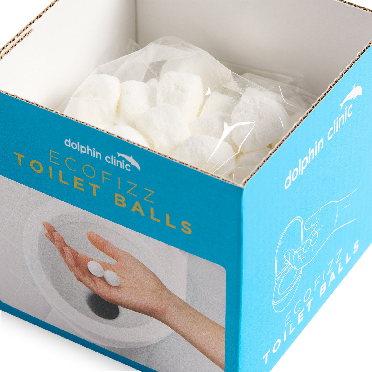 EcoFizz Toilet Balls, pack opened to show the contents