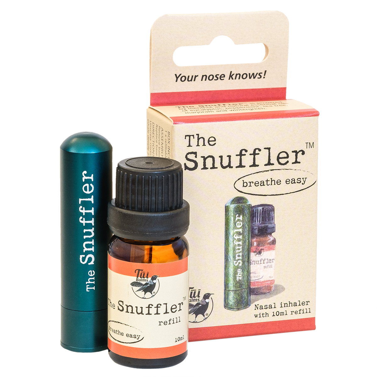 The Snuffler Combo Pack (Nasal Inhaler, 2 Wicks, 10ml Refill)-Tui Balms-Matakana Pharmacy