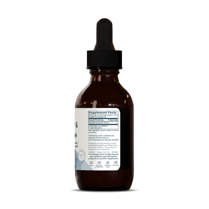 Image of Tulsi Drops - Mind, Body & Spirit 60ml supplement facts