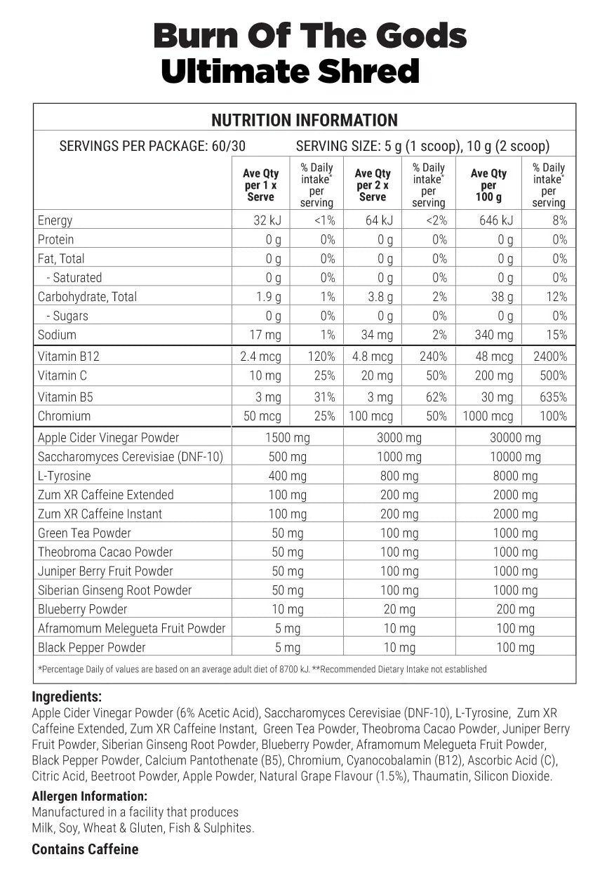 Burn of the Gods Fat Burner Raspberry 100g-Hercules-Matakana Pharmacy