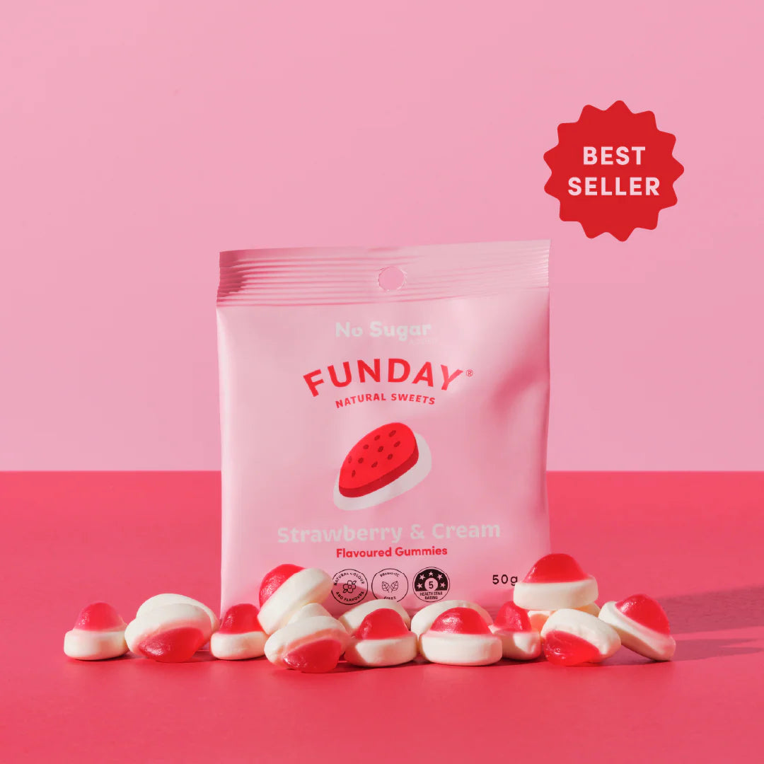 Strawberry & Cream 50g | Funday Natural Sweets-FUNDAY-Matakana Pharmacy