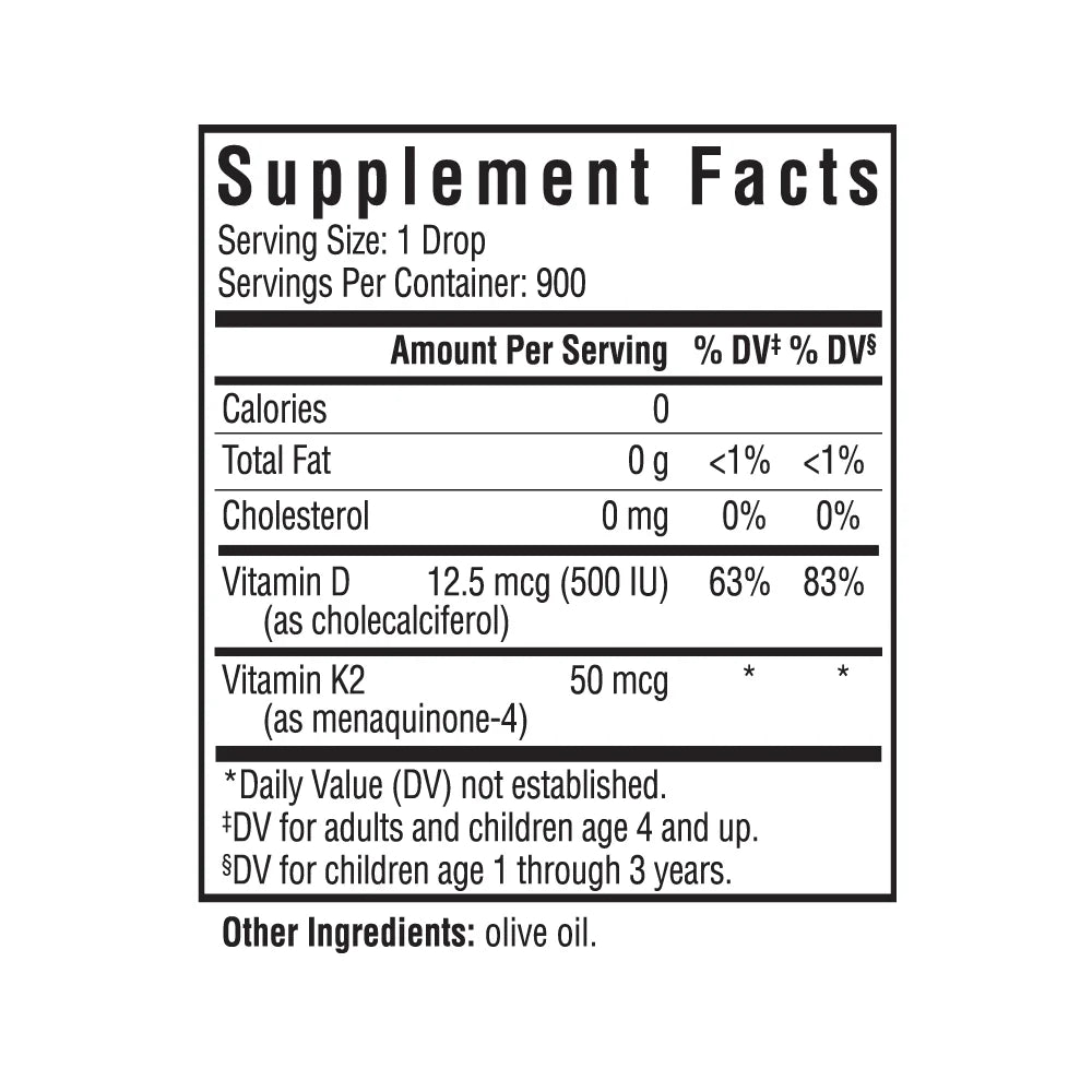Vitamin D3 / K2 Drops 30ml-Seeking Health-Matakana Pharmacy
