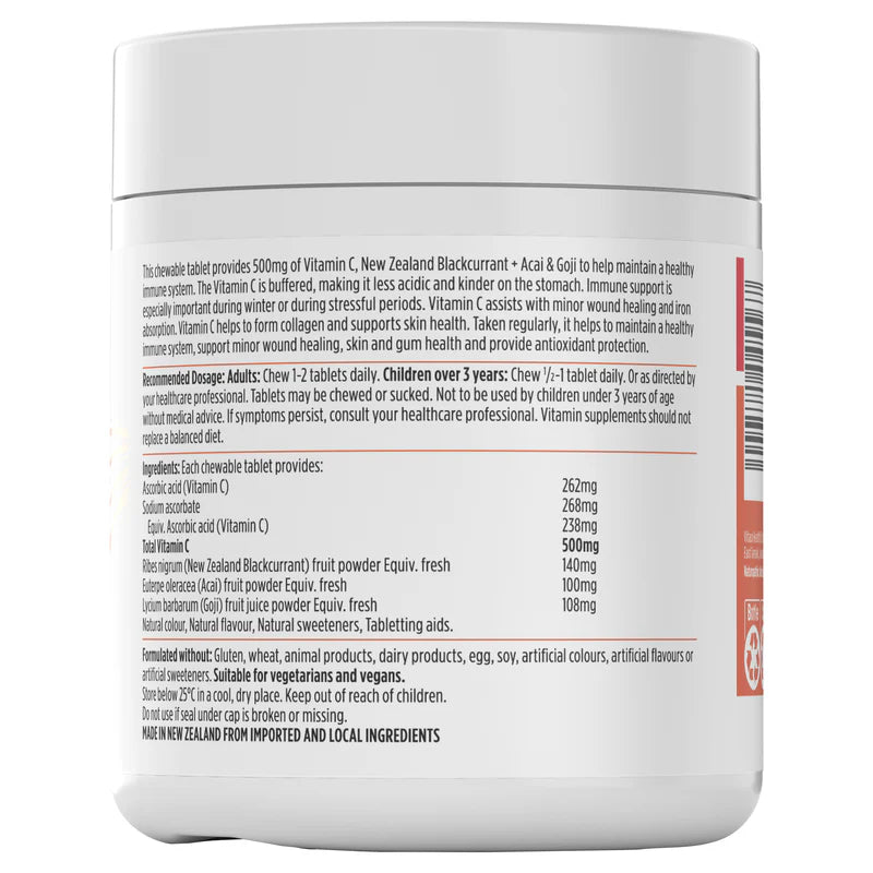 Vitamin C 500mg Black Currant Acai & Goji Chewables 200-Nutra-Life-Matakana Pharmacy