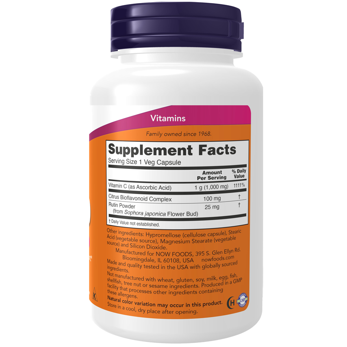 Vitamin C-1000 with 1000mg of Bioflavonoids 100caps-NOW Supplements-Matakana Pharmacy