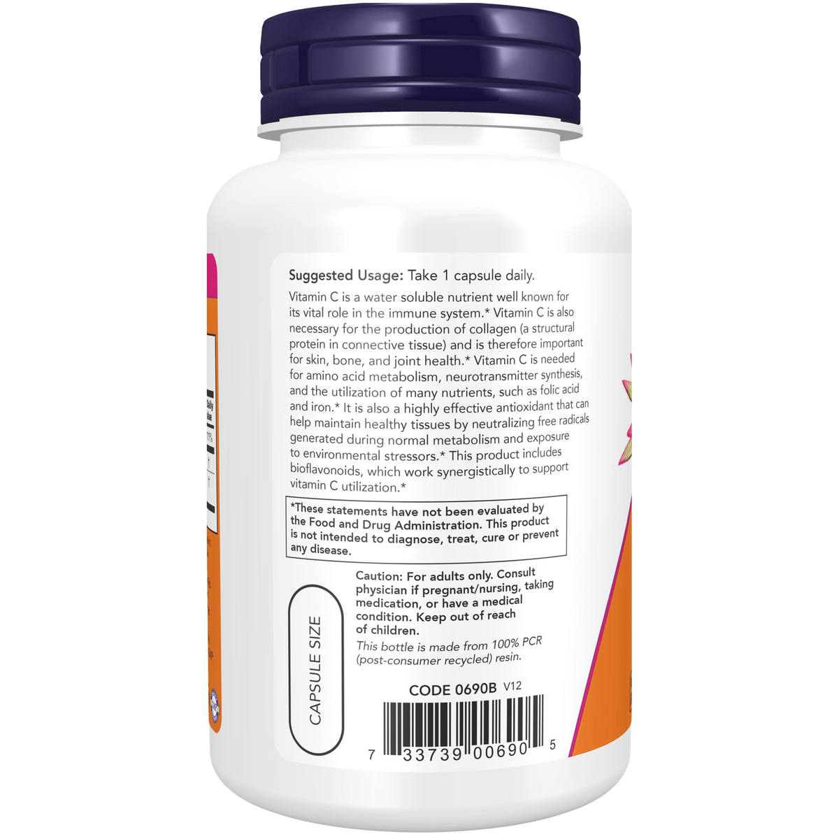 Vitamin C-1000 with 1000mg of Bioflavonoids 100caps-NOW Supplements-Matakana Pharmacy