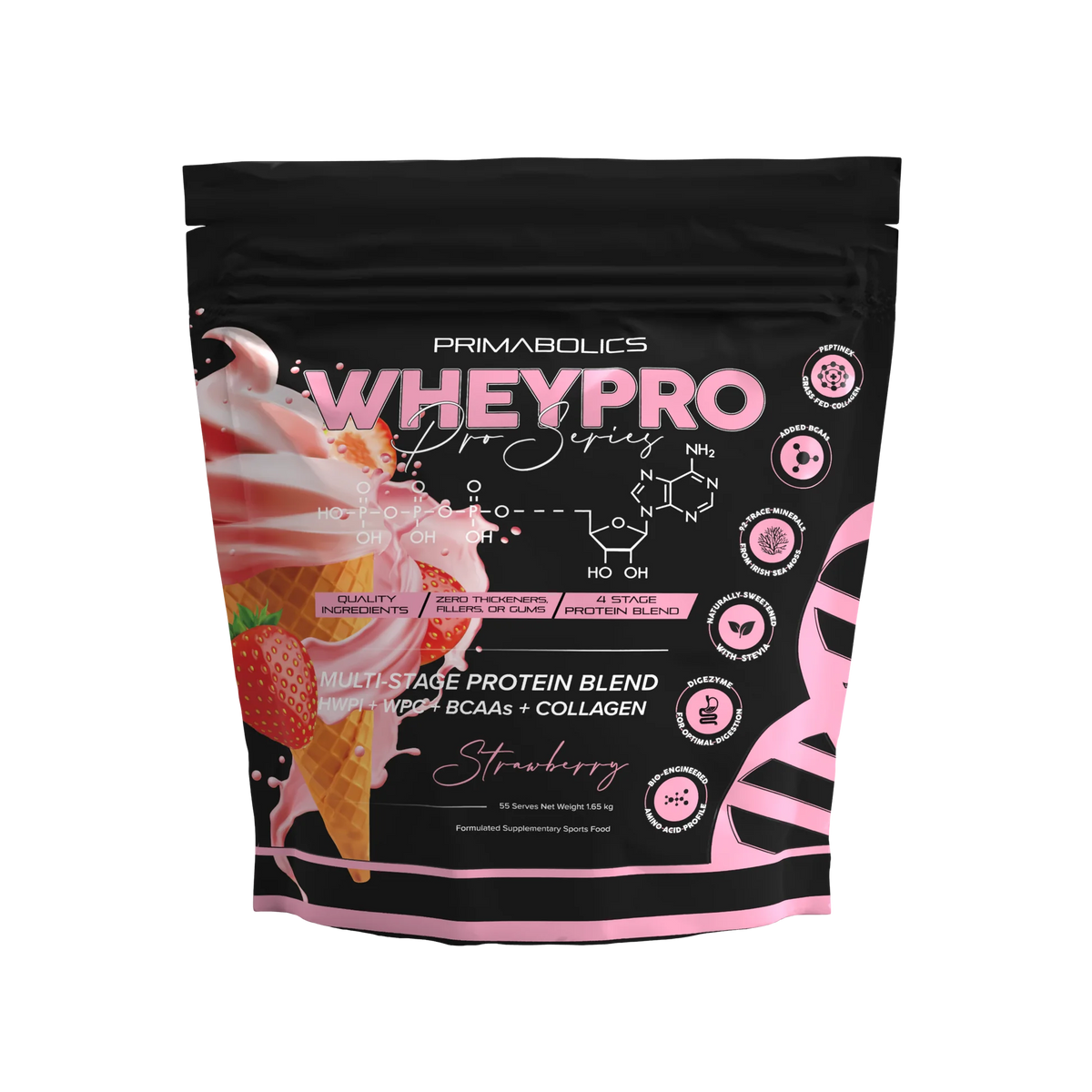 Whey Pro Strawberry White Chocolate 1.65kg Bag-Primabolics-Matakana Pharmacy