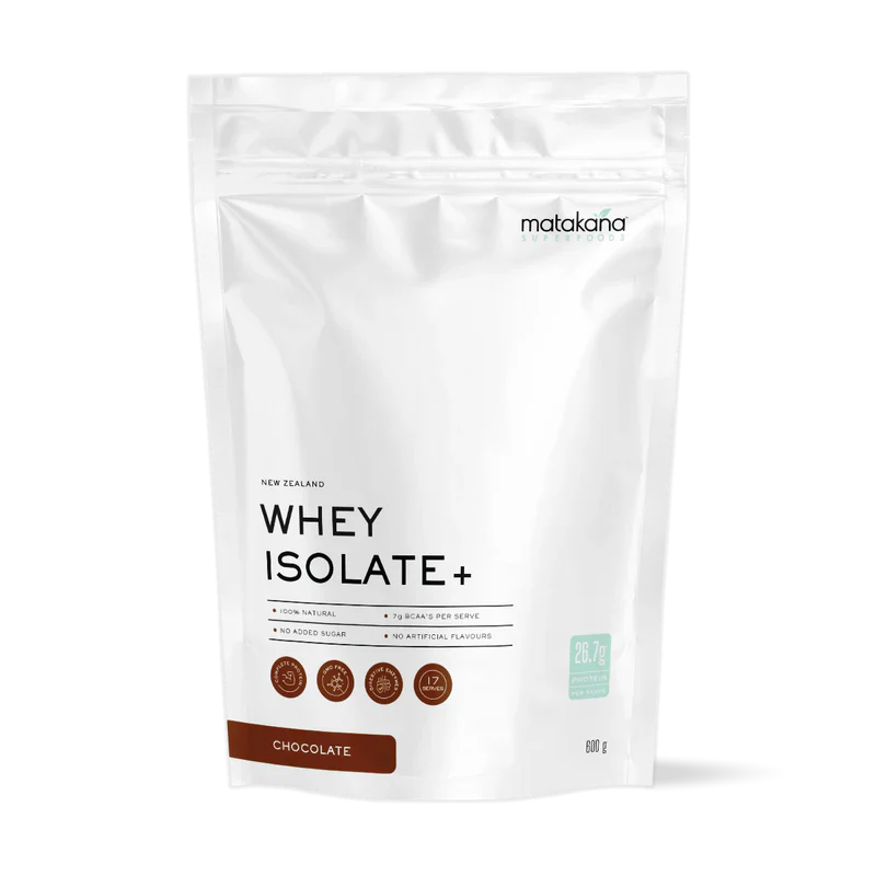 NZ Whey Protein Isolate Choc Powder 600g-Matakana Superfoods-Matakana Pharmacy