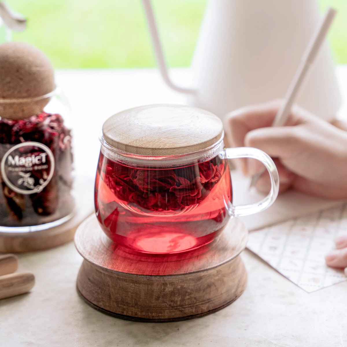 MagicT Wood Lid Glass Infuser Mug 300ml-Magic T-Matakana Pharmacy