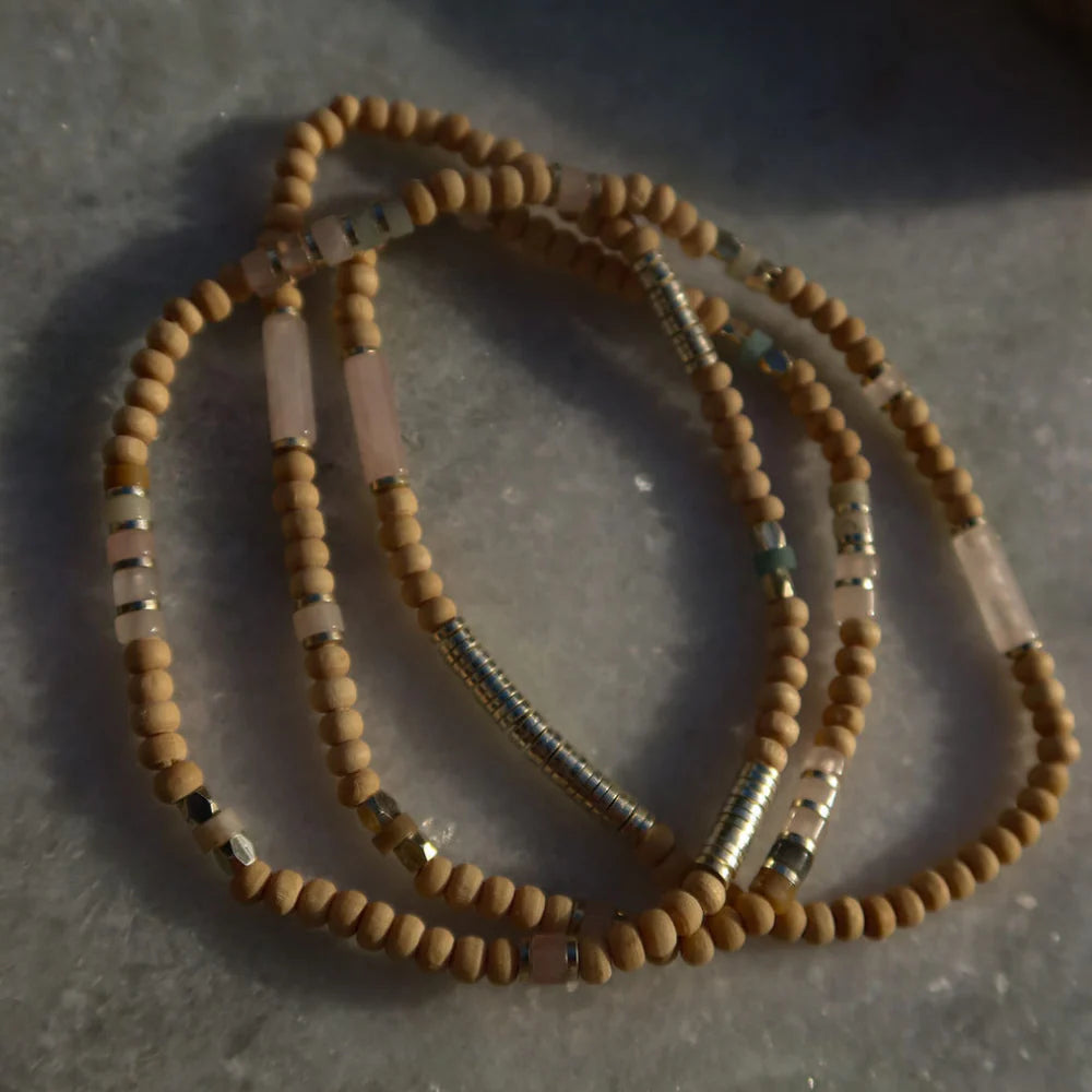 Blush & Silver Bracelet / Wooden Necklace-Queen Of The Foxes-Matakana Pharmacy