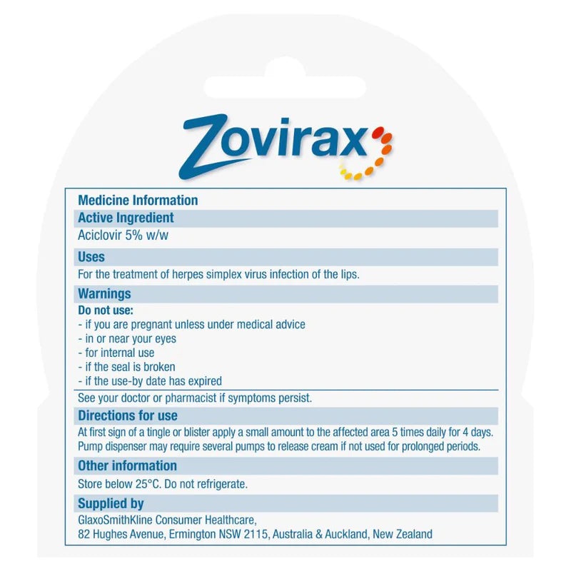 Zovirax Aciclovir Pump 2g-Haleon-Matakana Pharmacy
