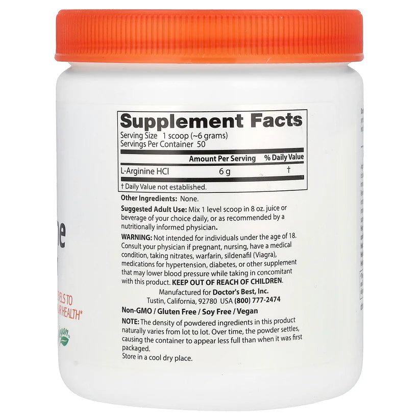 Image of L-Arginine Powder 300g supplement facts