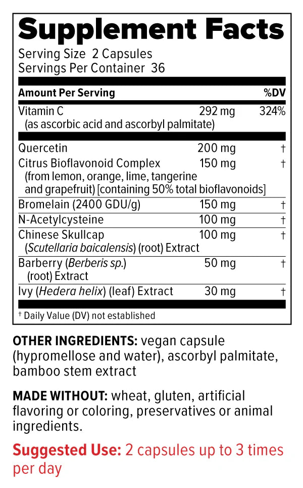 Image of Adult Sinus Support 72vcaps supplement facts