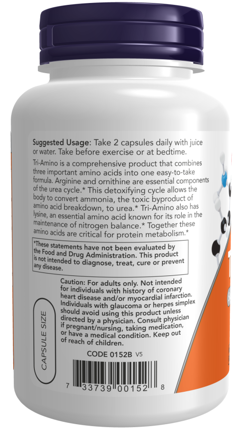Image of Tri-Amino (L-Arginine, L-Lysine, L-Ornithine) 120caps suggested usage