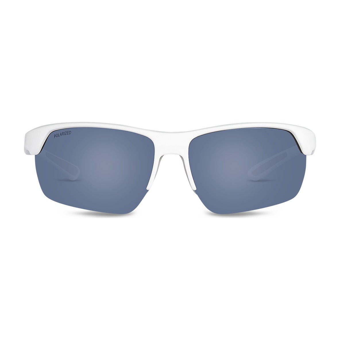 Wollumbin Anglesea unisex sunglasses, white frame with smoke polarised lens, front