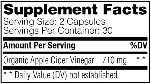 Image of Apple Cider Vinegar 60vcaps supplement facts