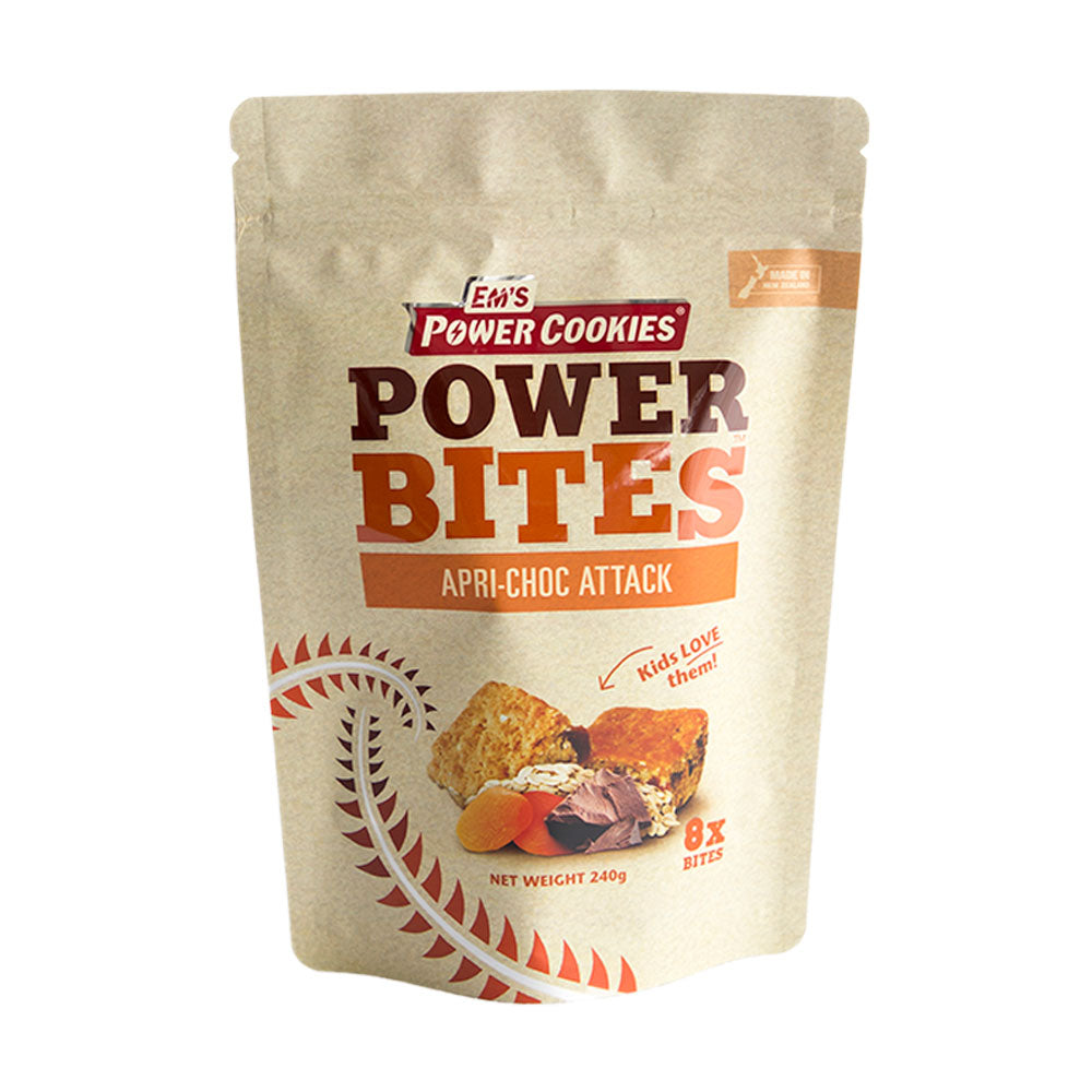 Em's Power Cookie Power Bites Apricot Chocolate Attack Pouch 8 x 30g