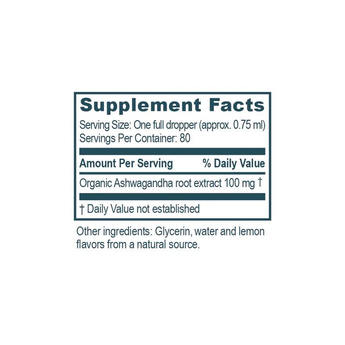 Image of Ashwagandha Drops - Stress & Mood Support 60ml supplement facts