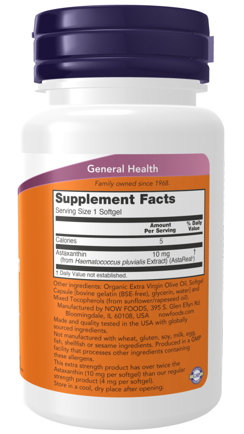 Image of Astaxanthin 10mg 60sgcaps supplement facts