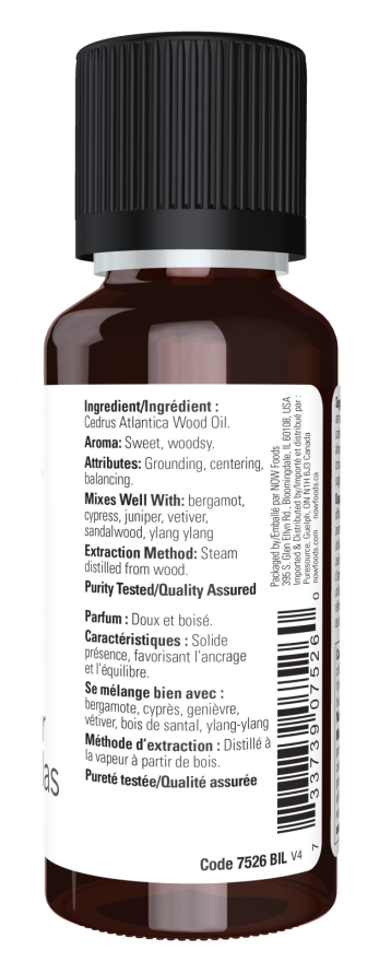 Image of NOW Pure ATLAS CEDAR OIL (Cedrus Atlantica) ingredients