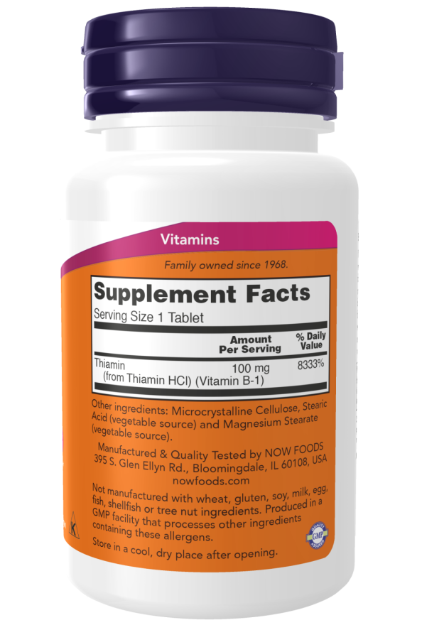 Image of Vitamin B-1 100mg 100tabs supplement facts