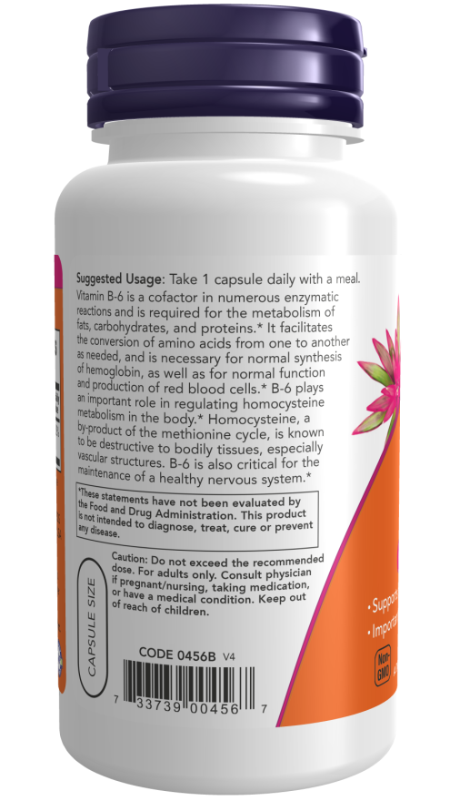 Image of Vitamin B6 100mg 100caps suggested usage