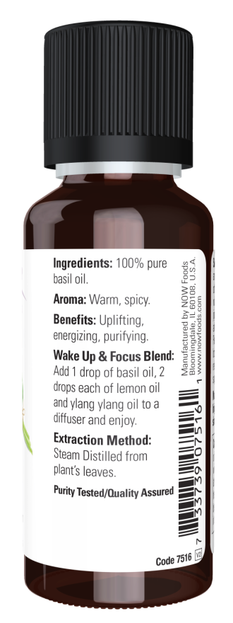 Image of NOW Pure BASIL OIL (Ocimum Basilicum) ingredients