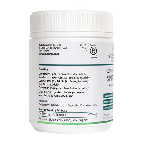 Image of Spirulina Organic 500tab directions