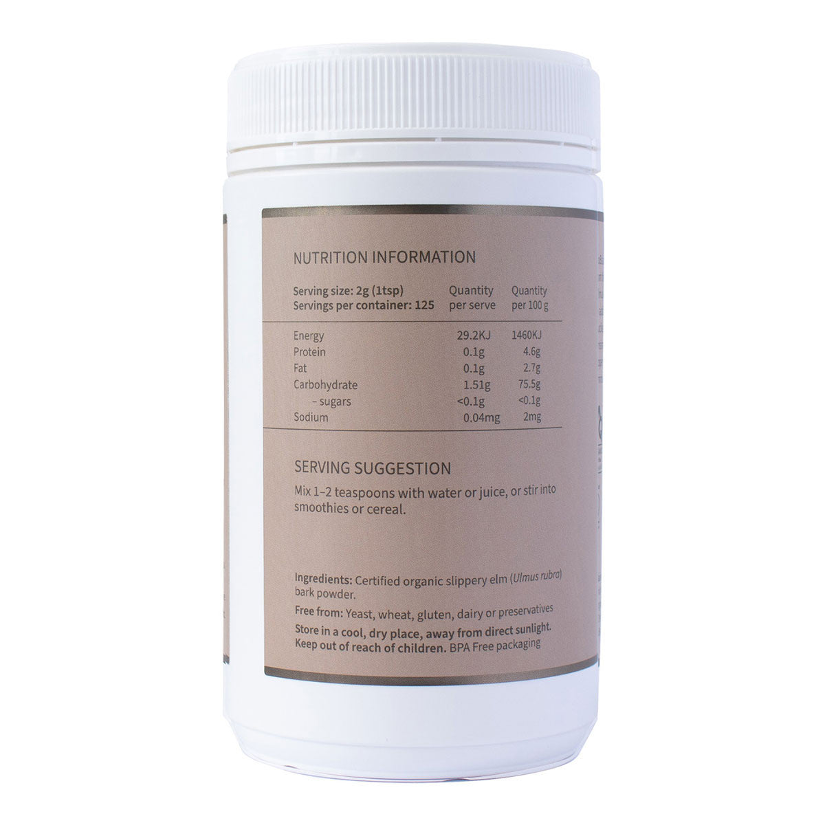 Slippery Elm Powder 250g-BioBalance-Matakana Pharmacy