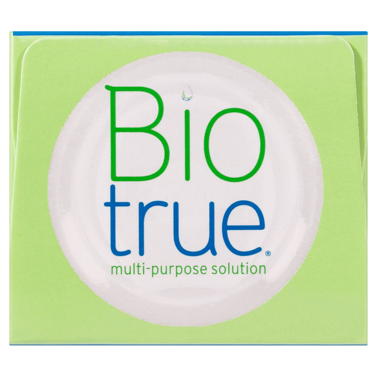 Top of the Biotrue multi-purpose solution carton with the Biotrue logo