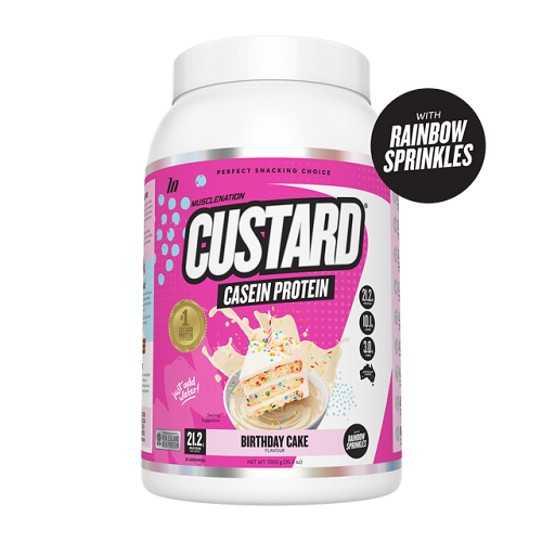 Custard Casein Protein Birthday Cake 1kg-MuscleNation-Matakana Pharmacy