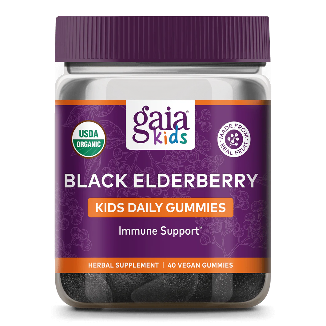 Gaia Herbs GaiaKids Black Elderberry Kids Daily Gummies, front of pack