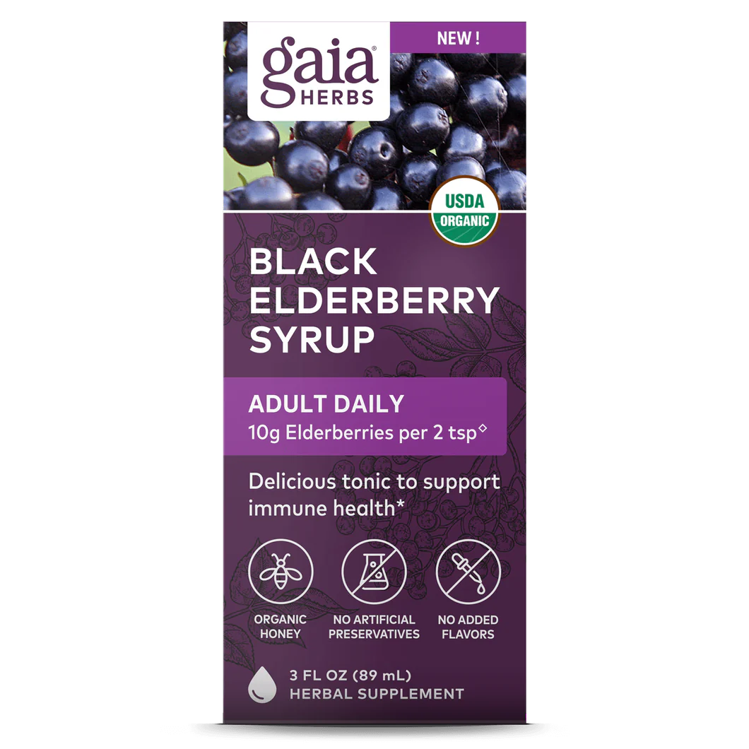 Gaia Herbs Black Elderberry Syrup Extra Strength, product photo