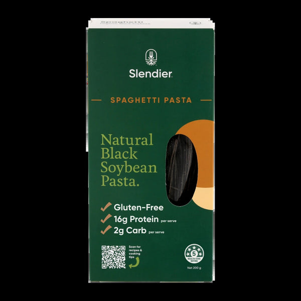Slendier Organic Black Soybean Spaghetti 200g box, front of pack