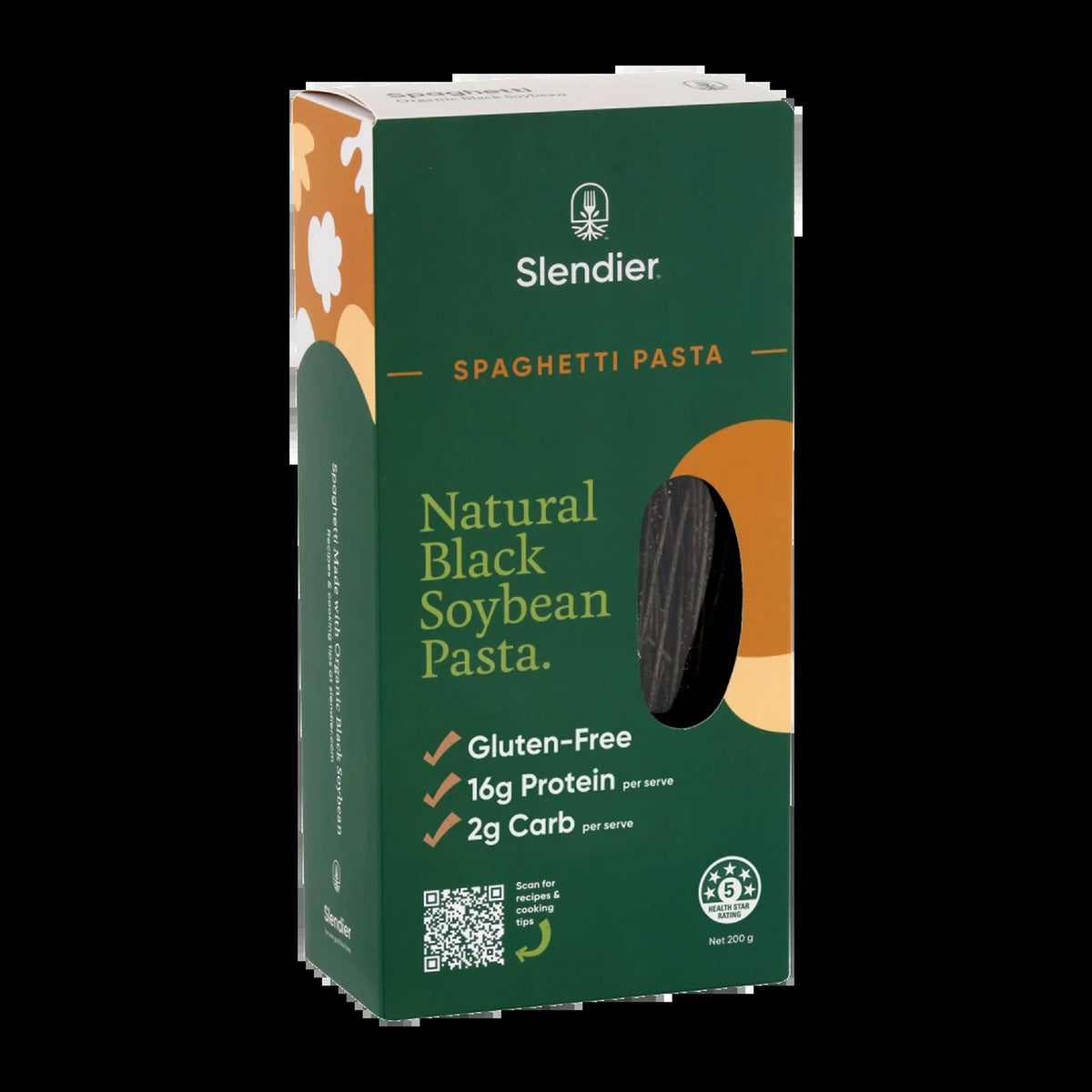 Slendier Organic Black Soybean Spaghetti box, side panel