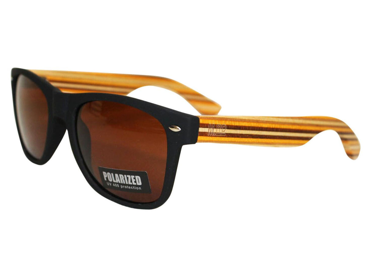 Image of moana road sunglasses black frames with striped arms