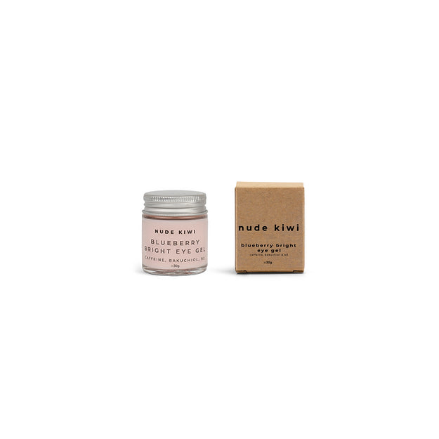 Image of NUDE KIWI Blueberry Bright Eye Gel - Caffeine, Bakuchiol & Vitamin B3 30g next to box