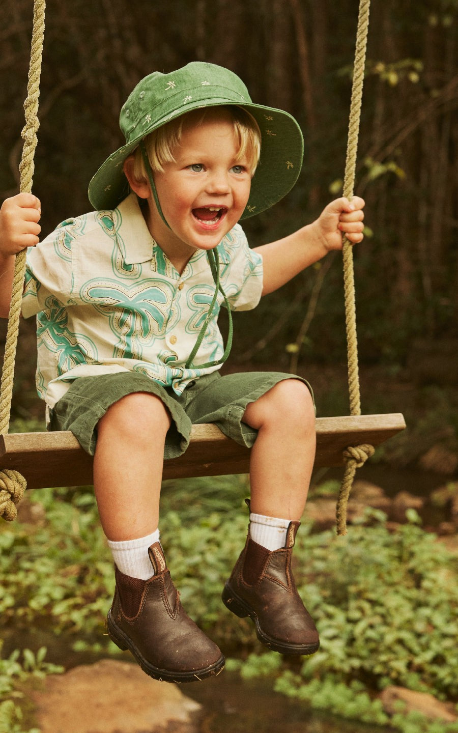 Kooringal Boy's Bucket Hat Palmy in Clover, view 2