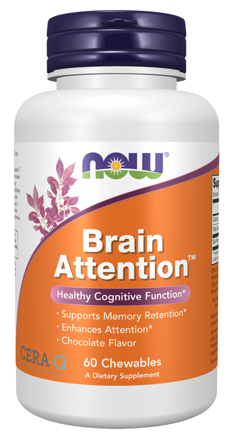 Image of Brain Attention, Natural Chocolate Flavor 60 Chew. Tabs